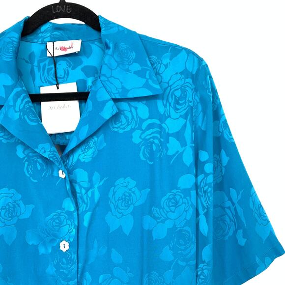 Art Dealer Cutout Floral-Jacquard Midi Dress Womens Size M Turquoise Blue NEW - Picture 3 of 8